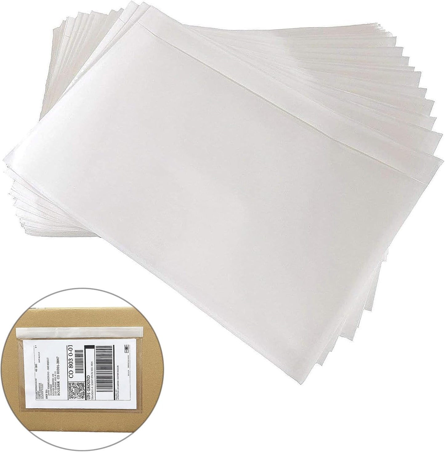 (1200 Pack) BEUYI Clear 9.5'' x 6.7'' Packing List Envelopes, Adhesive Shipping Label Pouches/Sleeves, Easily Fits Half of Letter-Size Paper