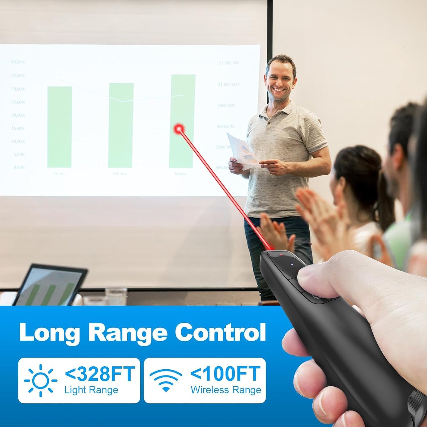 (4 Units) Wireless Presenter Remote, Clicker for Laptop PowerPoint Presentations Pointer, RF Computer Clicker for Presentations Remote, Slideshow/Smartboard/College/Classroom/PPT Clicker